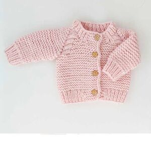 Huggalugs chunky knit pink cardigan an sweater  6/12m